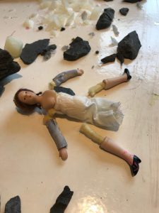 Building rock ancestor (body parts) on studio table