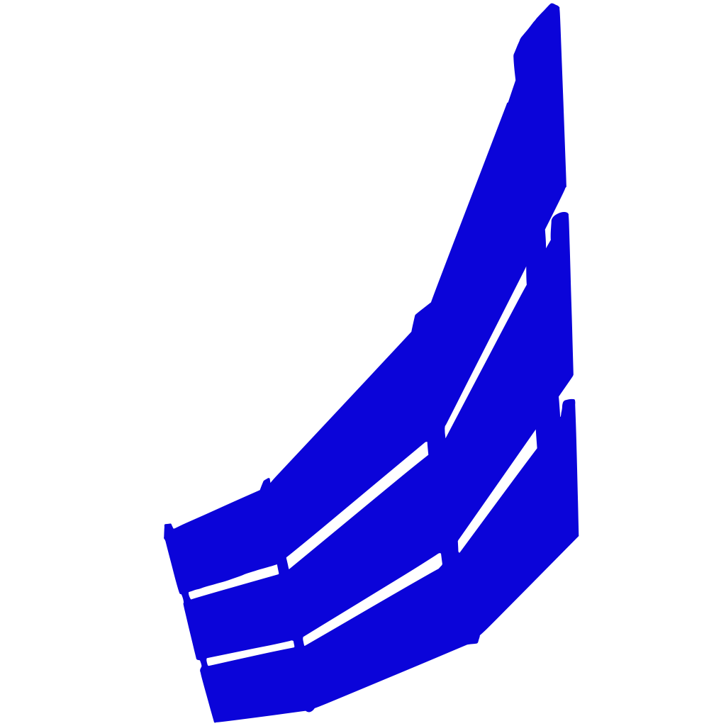 Blue digital drawing, fence-like structure curved upwards