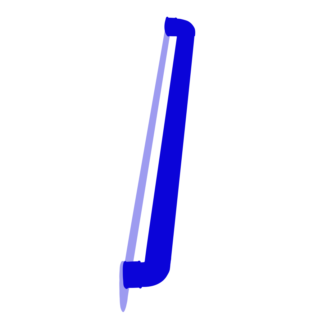Blue digital drawing, safety rail stands vertically with its shadow