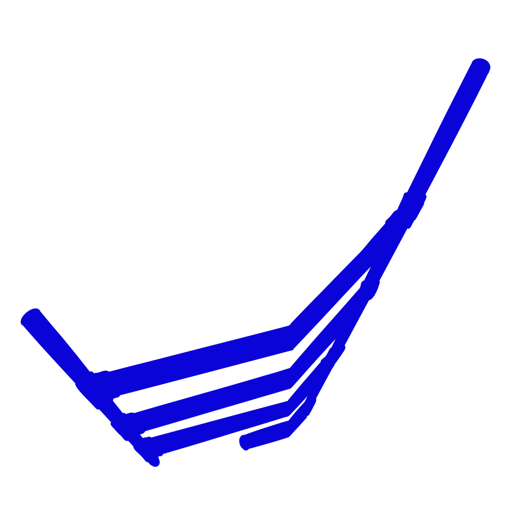 Blue digital drawing, ribbed-like structure from bottom perspective