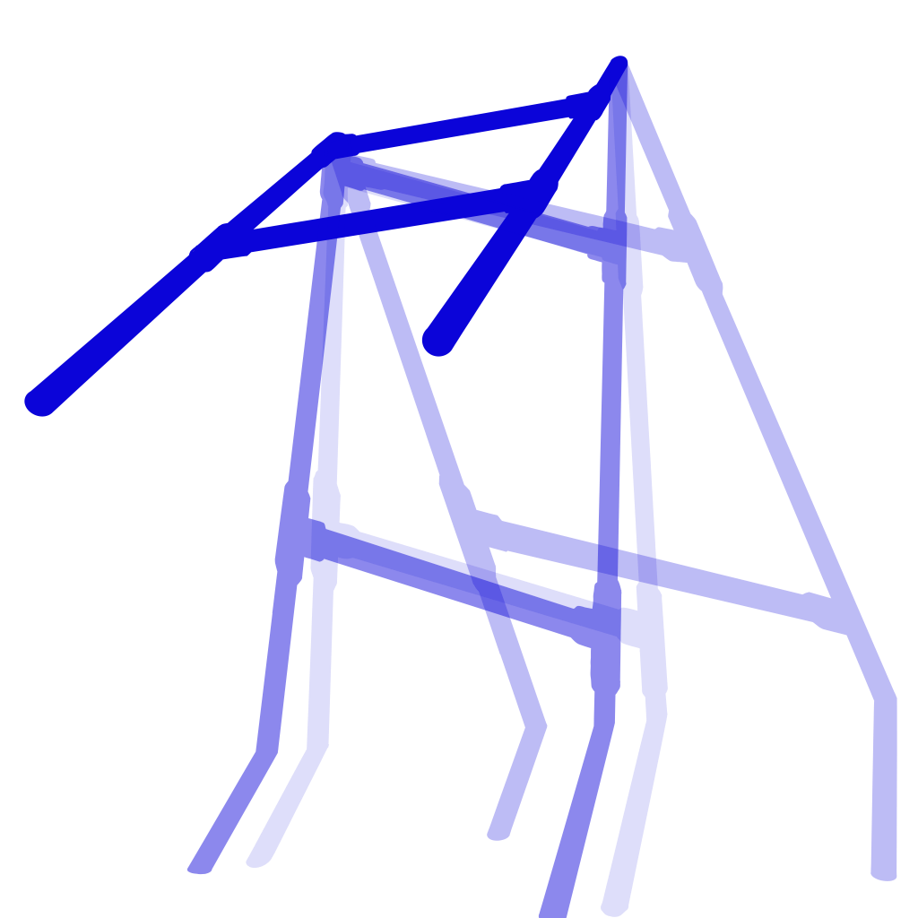 Blue digital drawing, poles with shadows