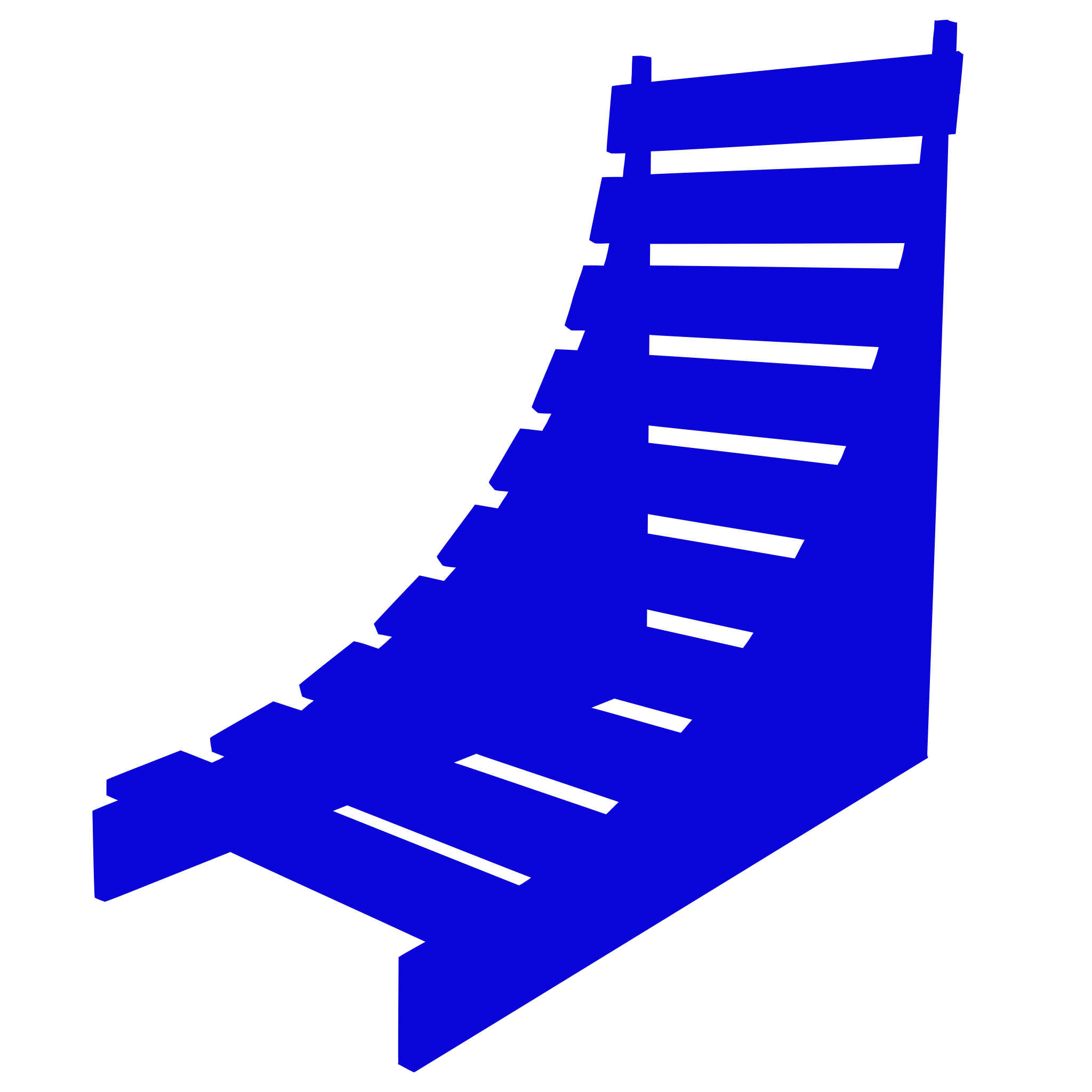 Blue digital drawing, ramp-like structure
