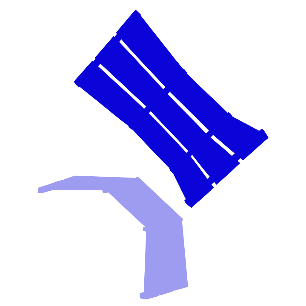 Blue digital drawing, suspend and its shadow