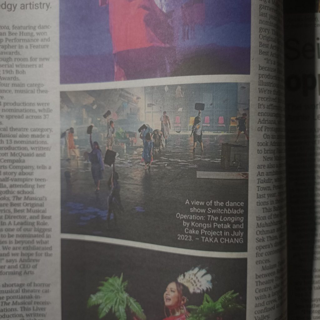 News cutting of local newspaper featuring "Switchblade Operation: The Longing"