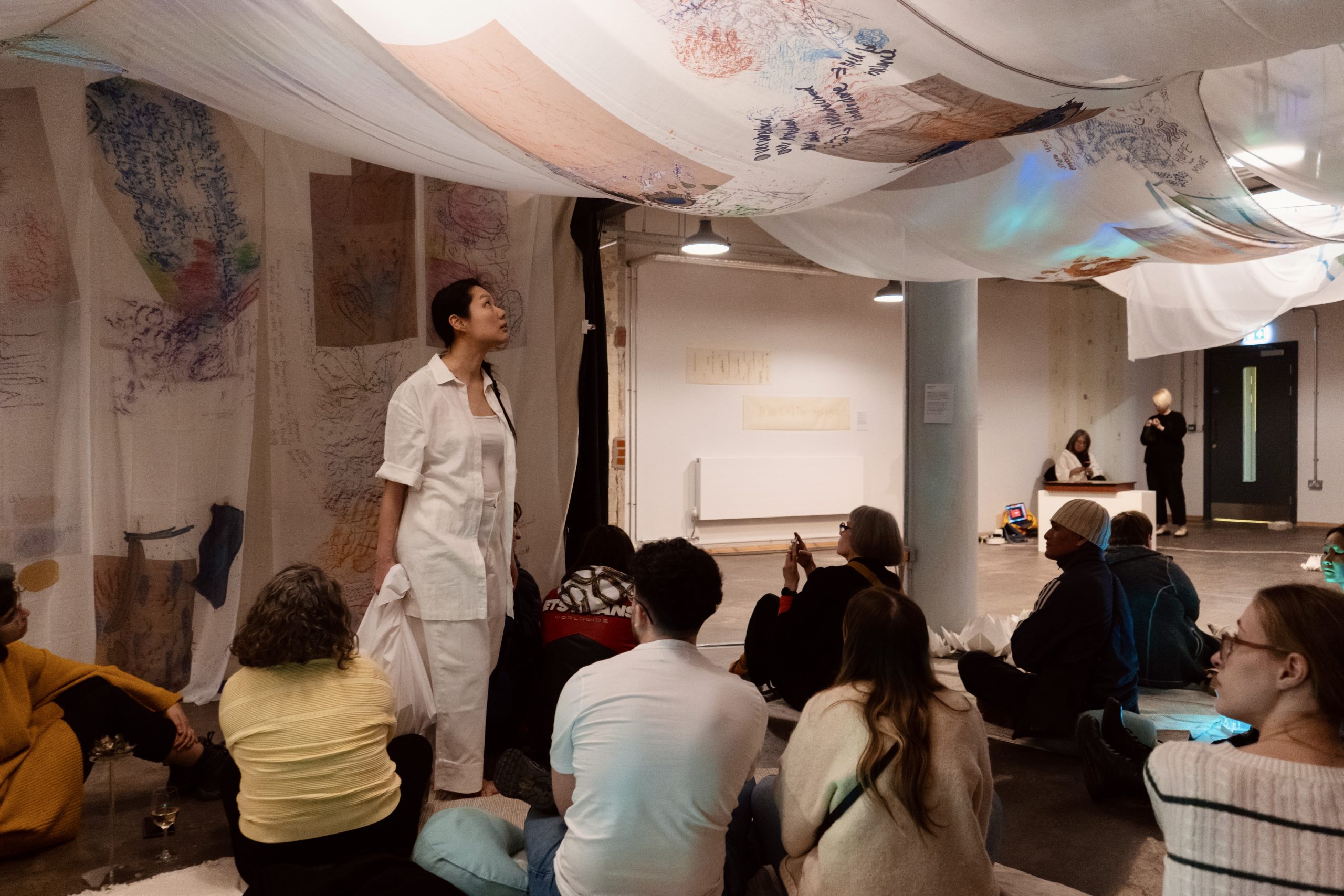 Bettina Fung performance at Alison Lam: Mind the Gap, 2025, SEESAW Manchester. Photo: Matt Tam